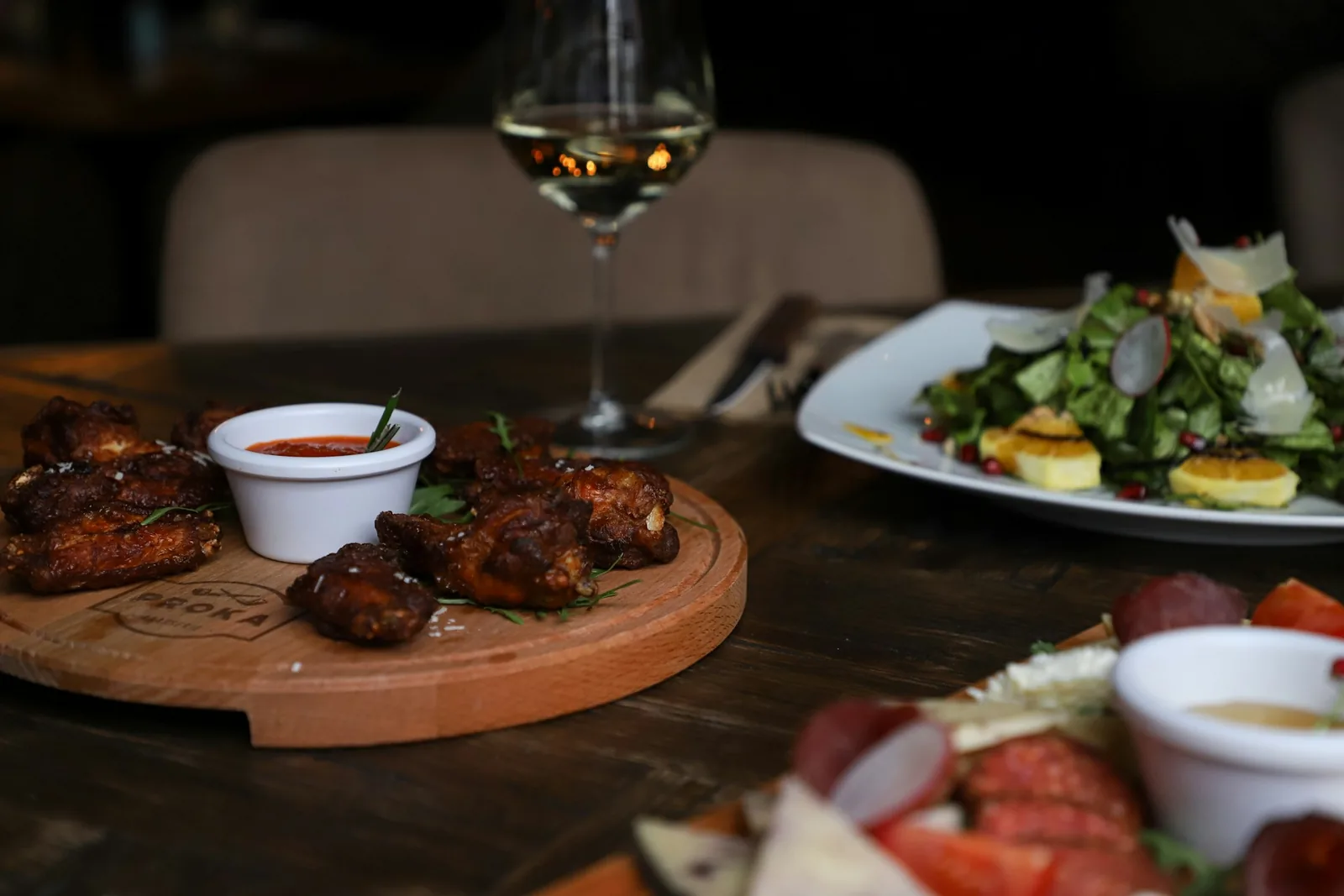 Chicken wings served on a table