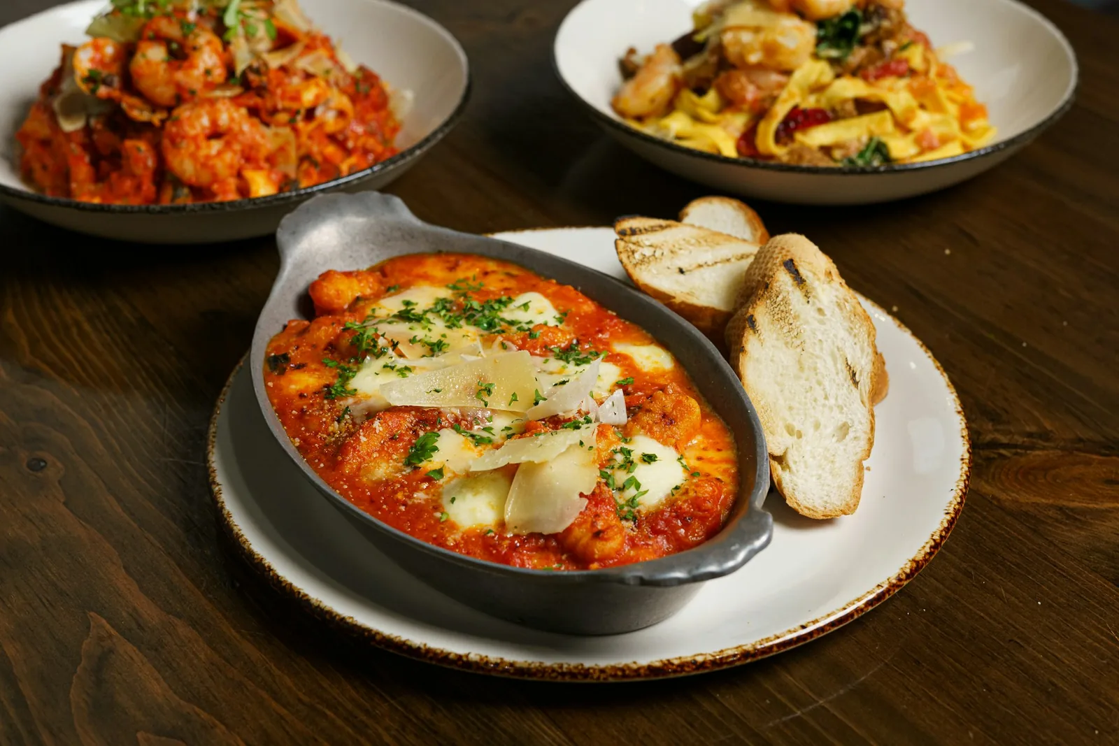 A baked pasta dish topped with cheese