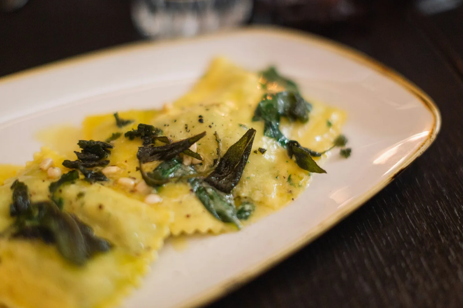 Ravioli served with sauce