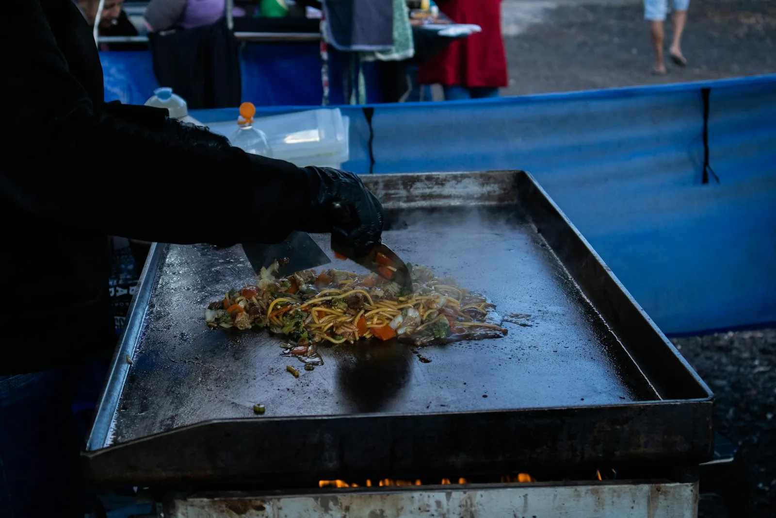 A busy griddle