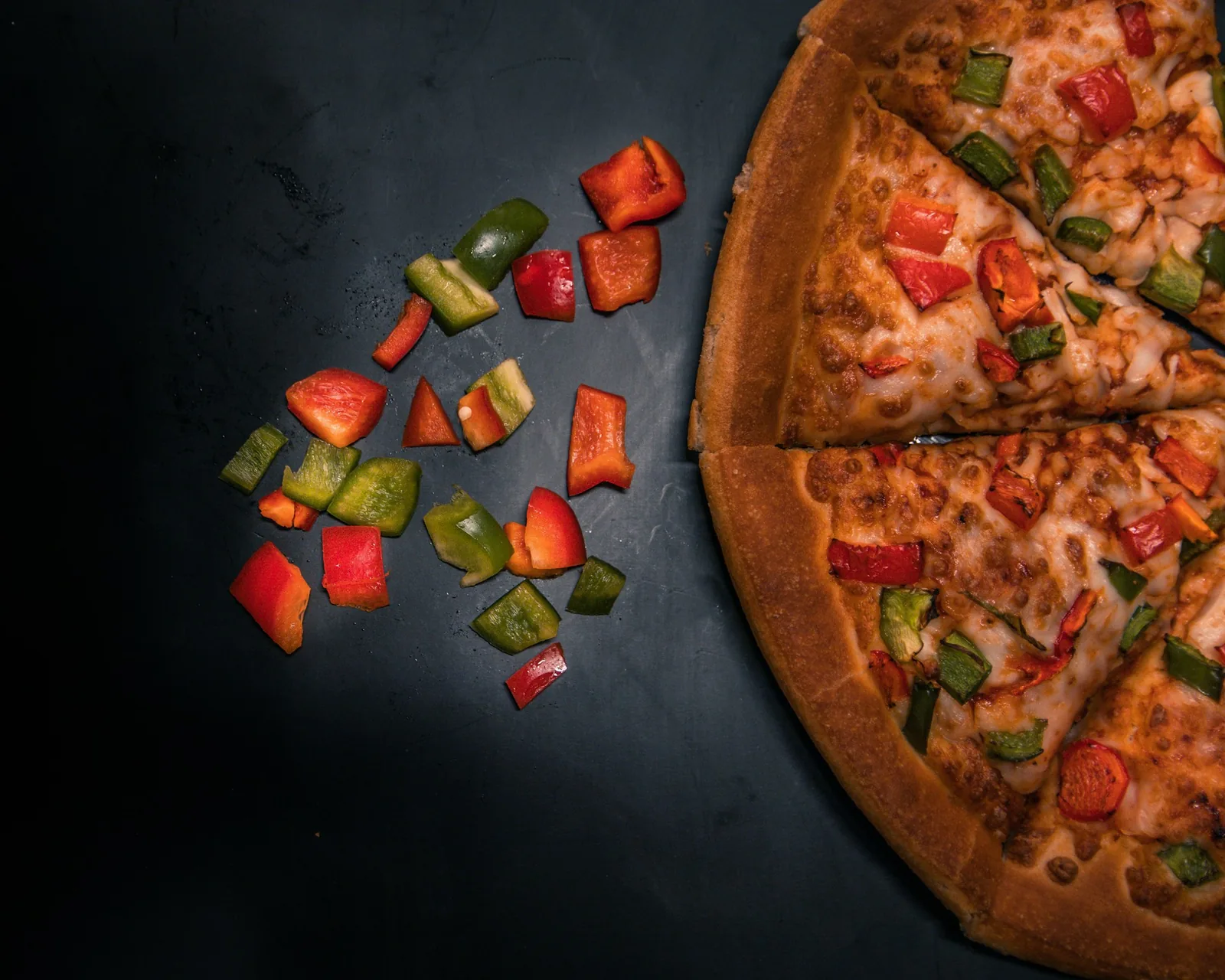 Pizza slices from above