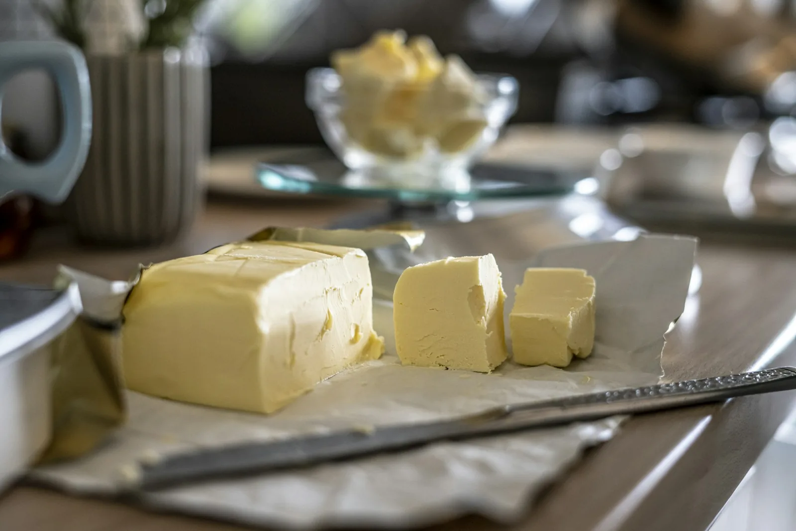 A block of butter and a knife