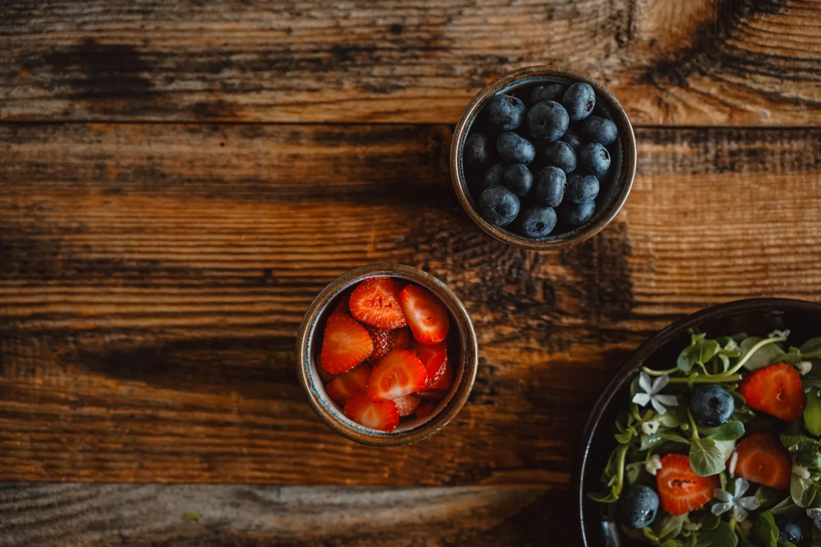 Salad bowls on a table