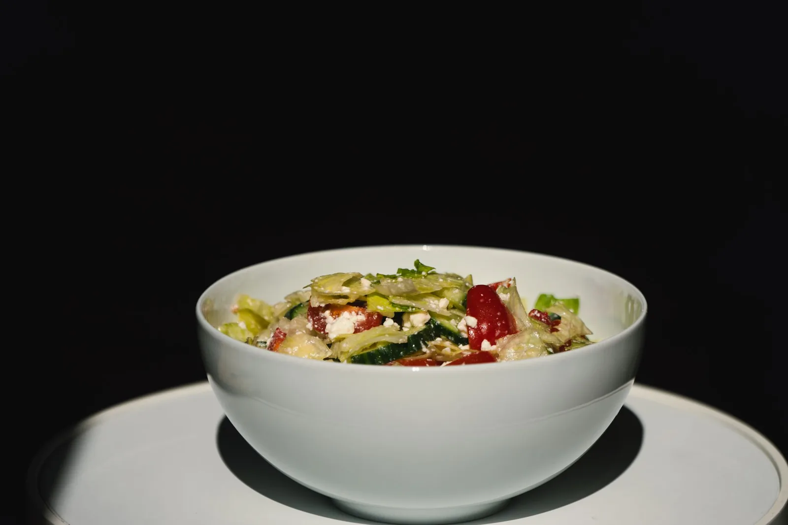 A salad on a dark background