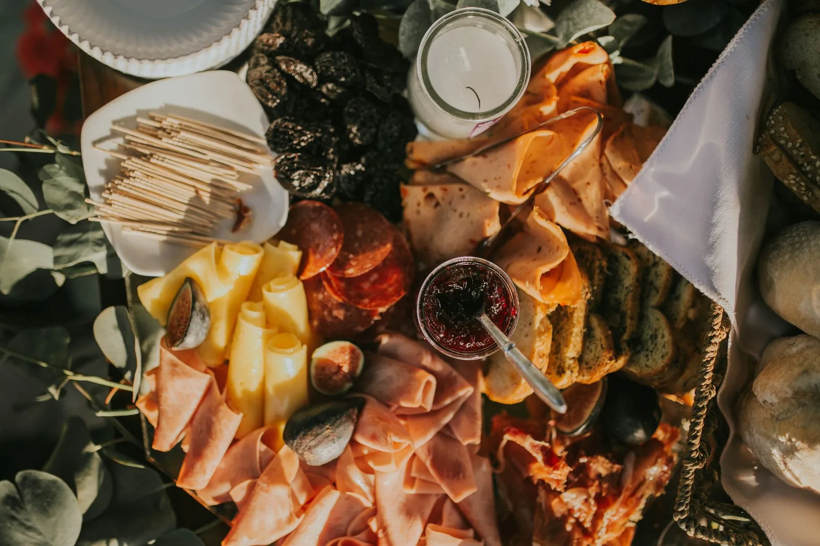 Deli ingredients spread out
