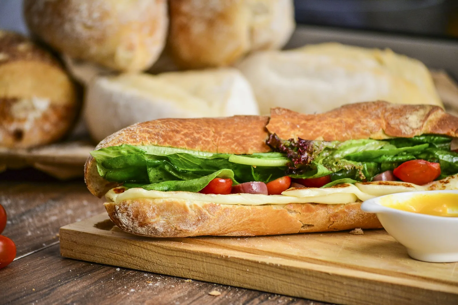 A sandwich in warm light