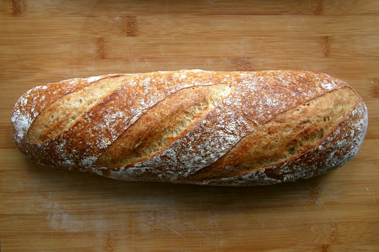 A bread roll split open