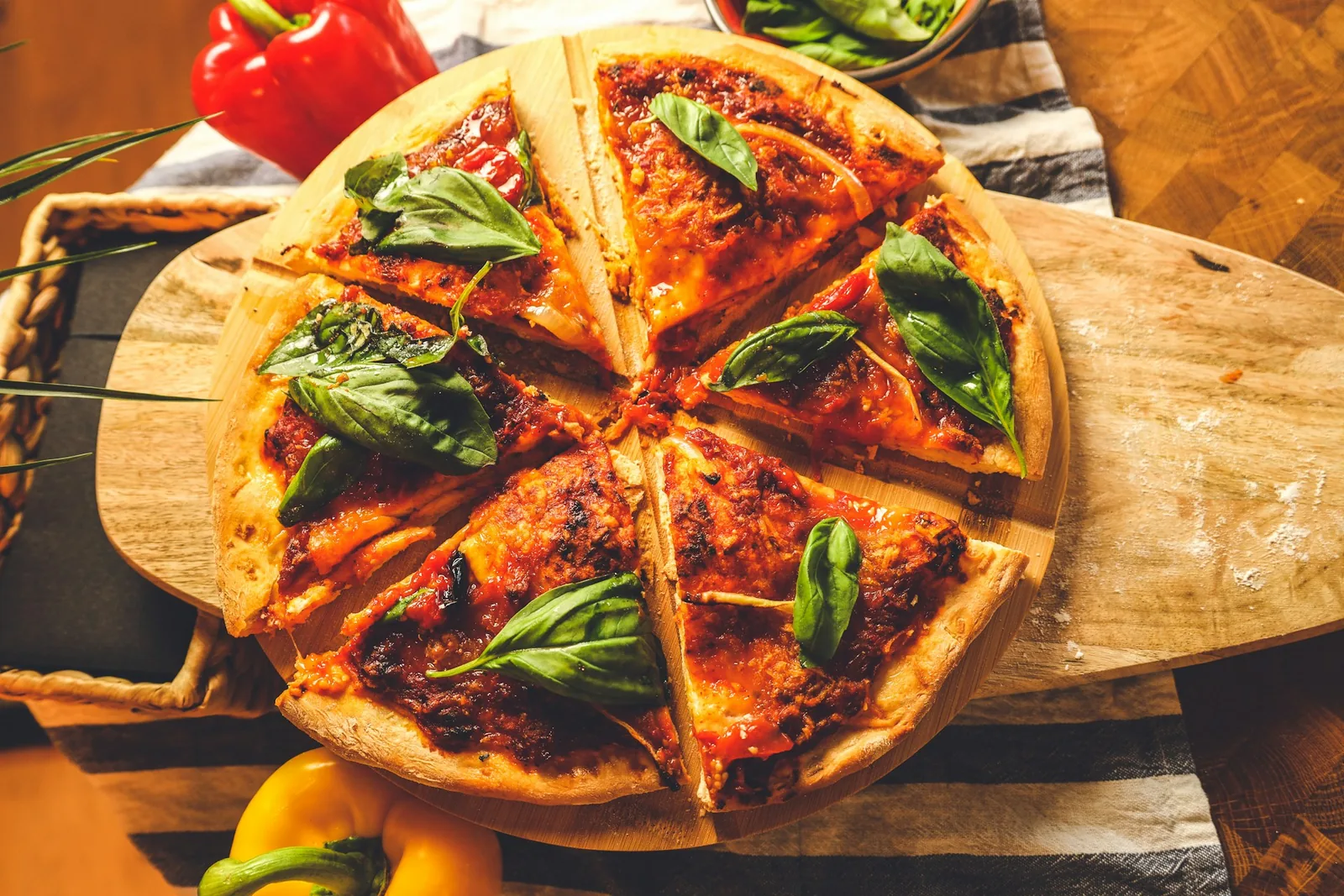 A finished pizza