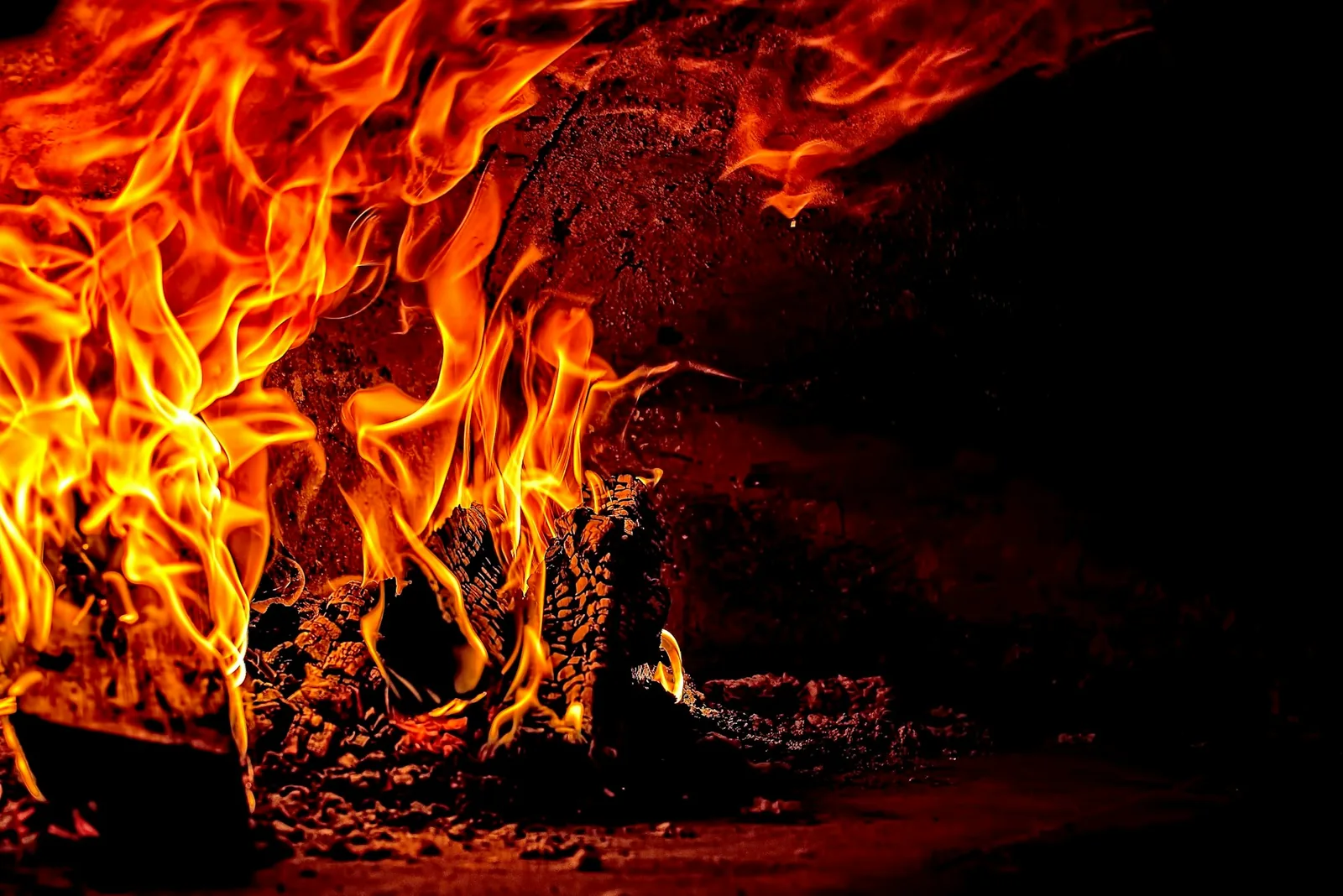 The mouth of a wood-fired oven