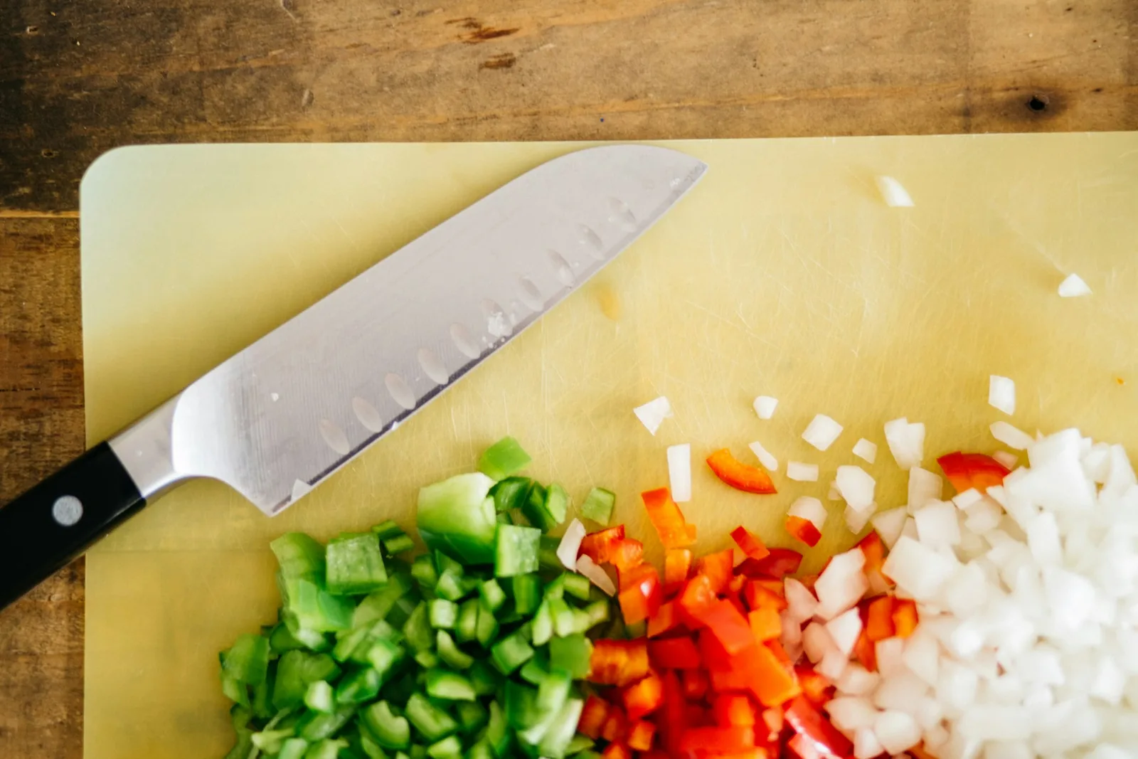 Chopped vegetables ready for soup