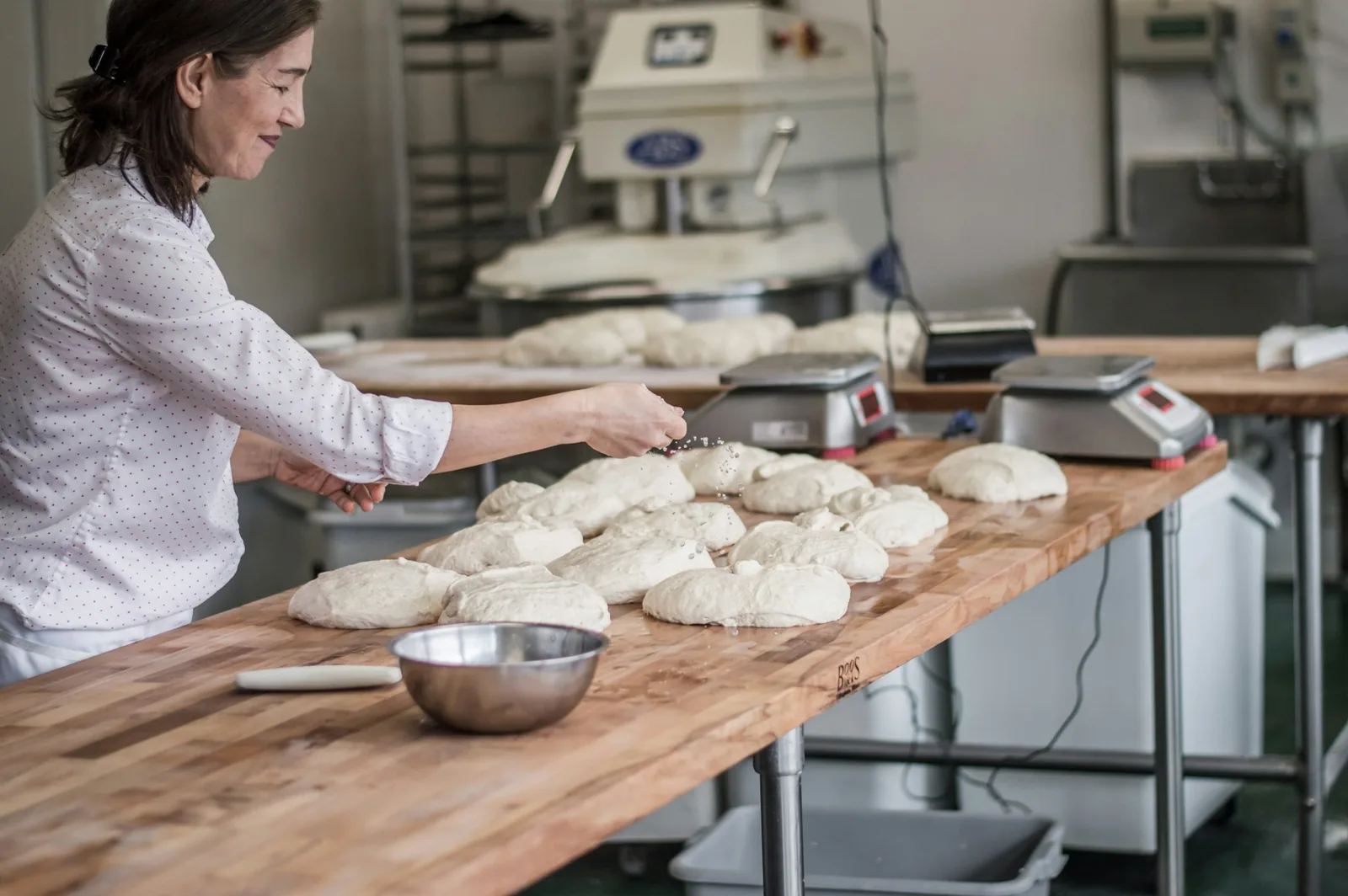 Bread rolls in a row