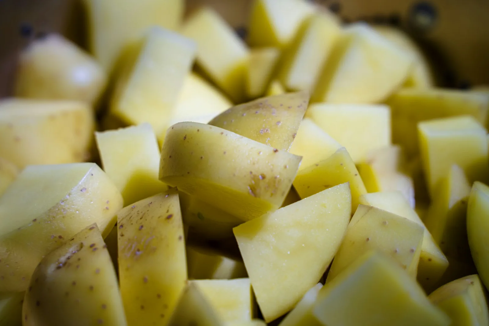 Raw potatoes cut into batons