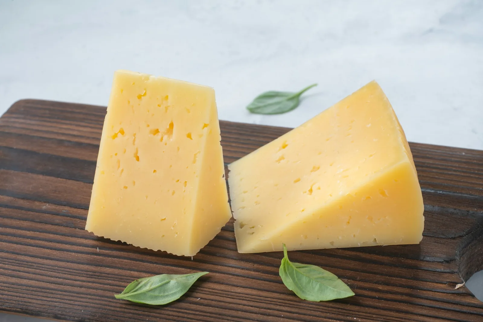 A wedge cut from a cheese wheel