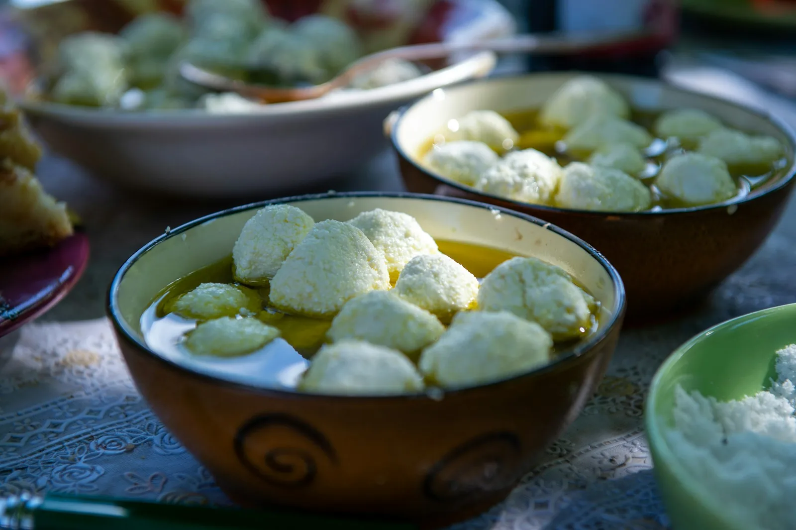 Soft white cheese in a bowl