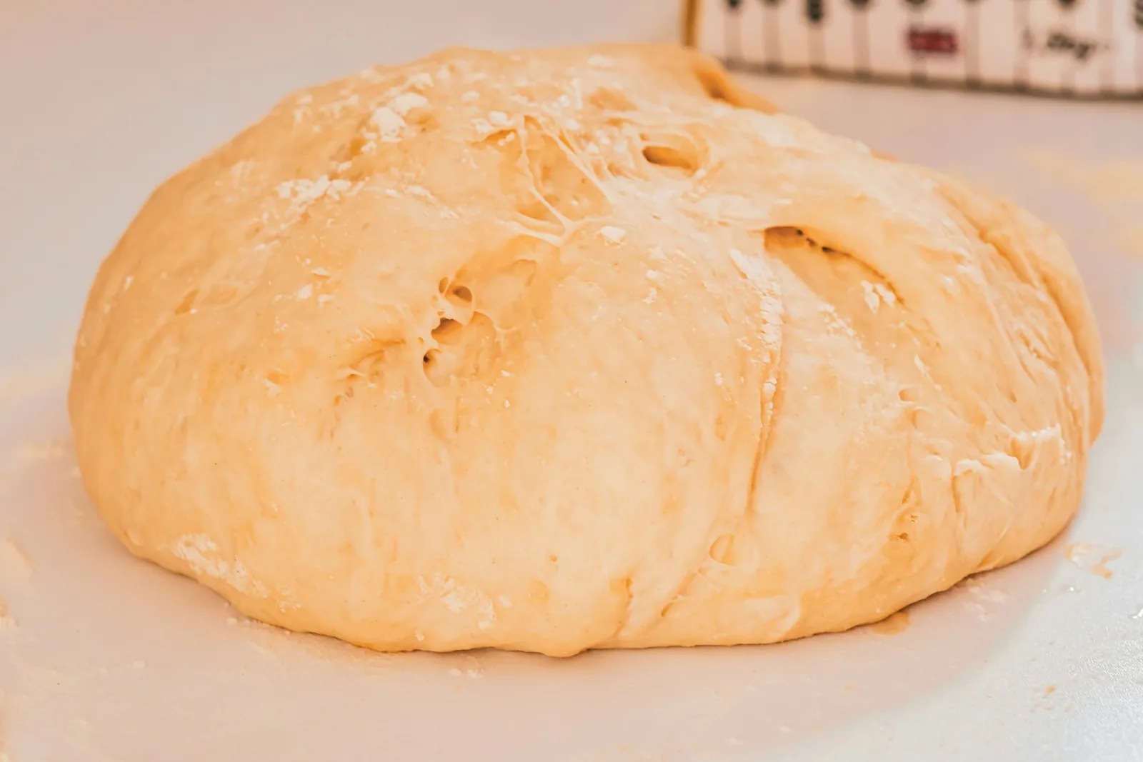 Risen dough showing air bubbles