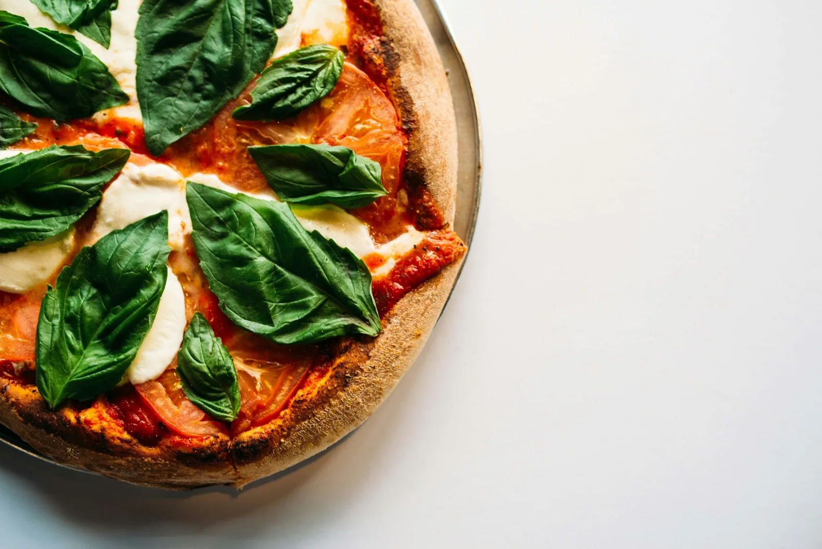 A whole pizza from above