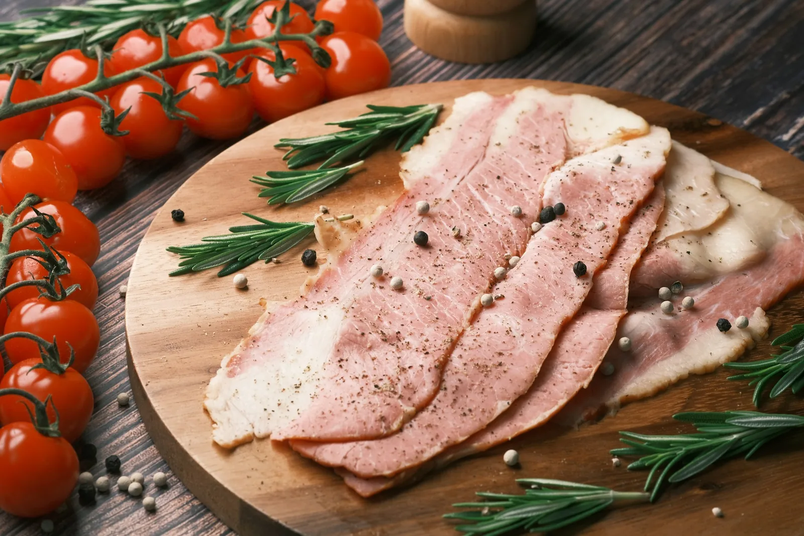 Slices of cured ham
