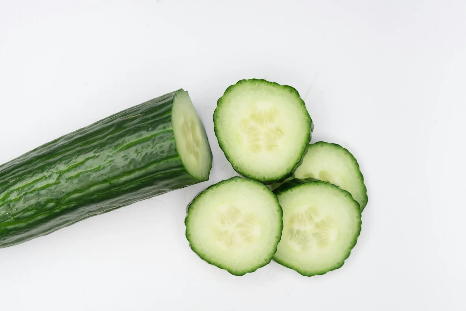 Sliced cucumber on a board