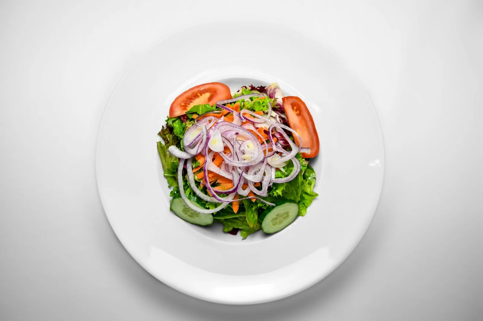 A fresh salad photographed from above