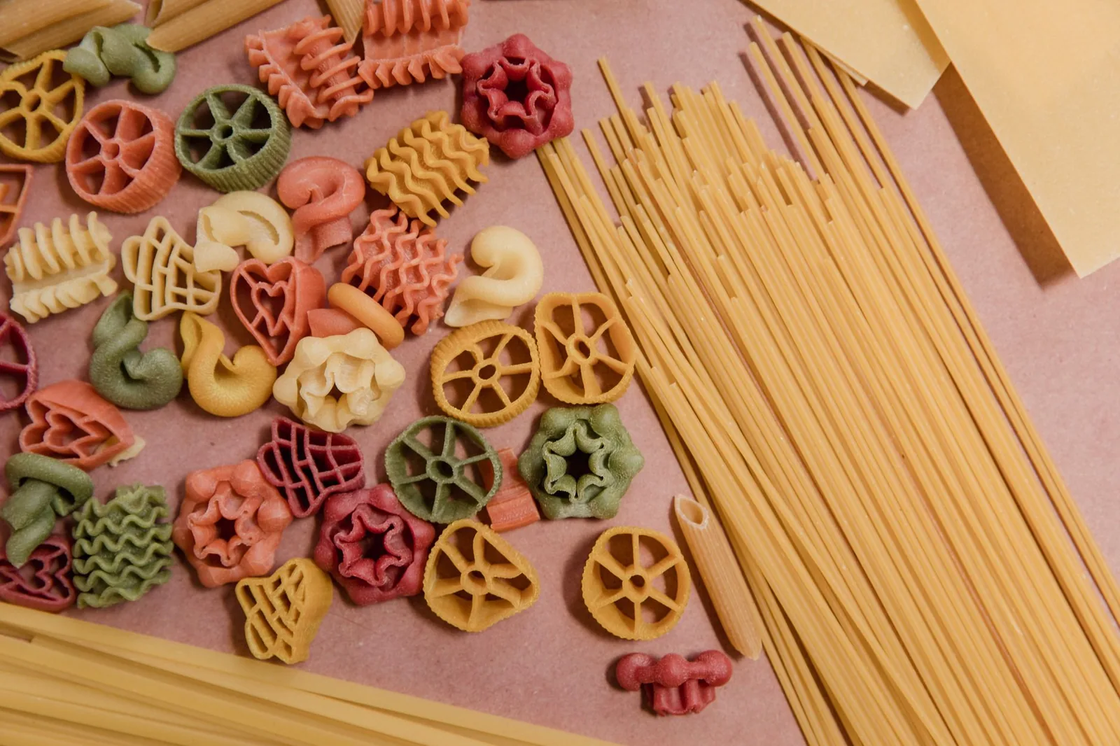Dried pasta varieties from above