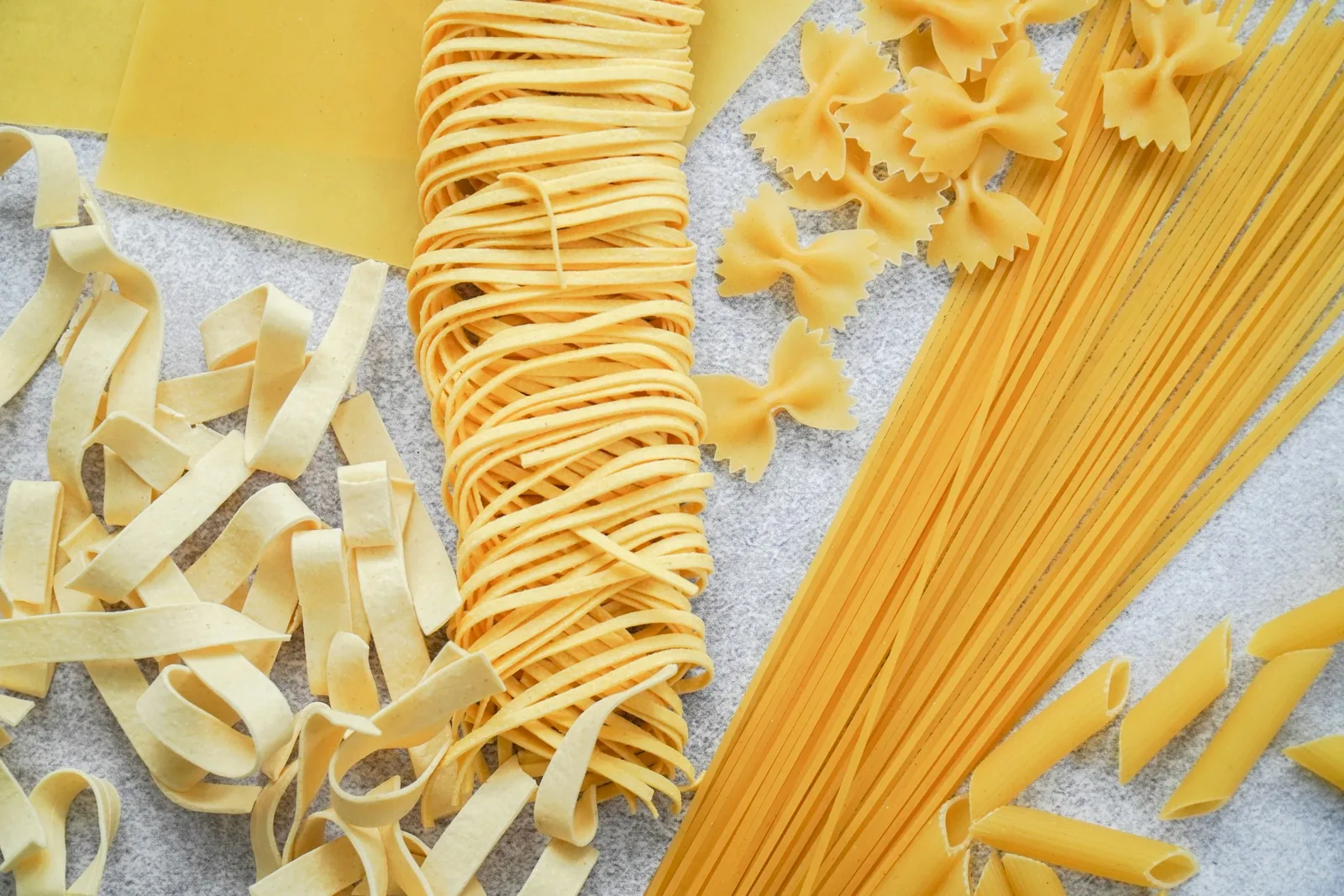 Assorted dried pasta shapes