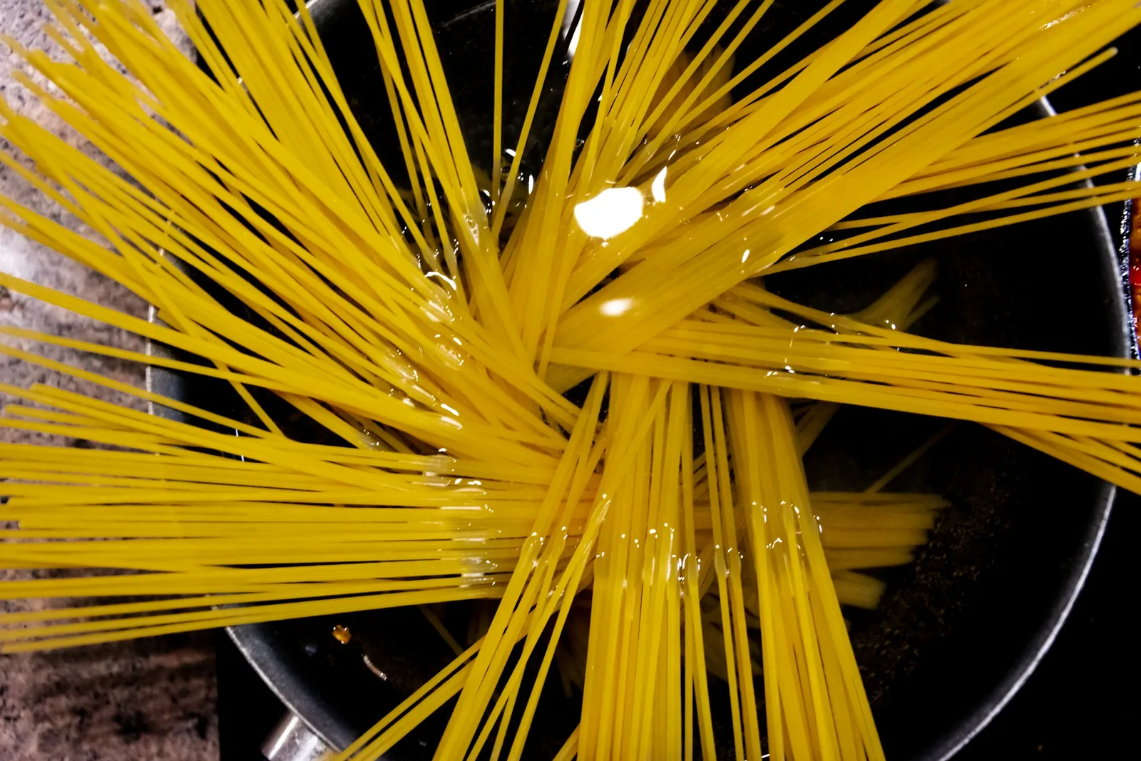 Pasta boiling in a pot