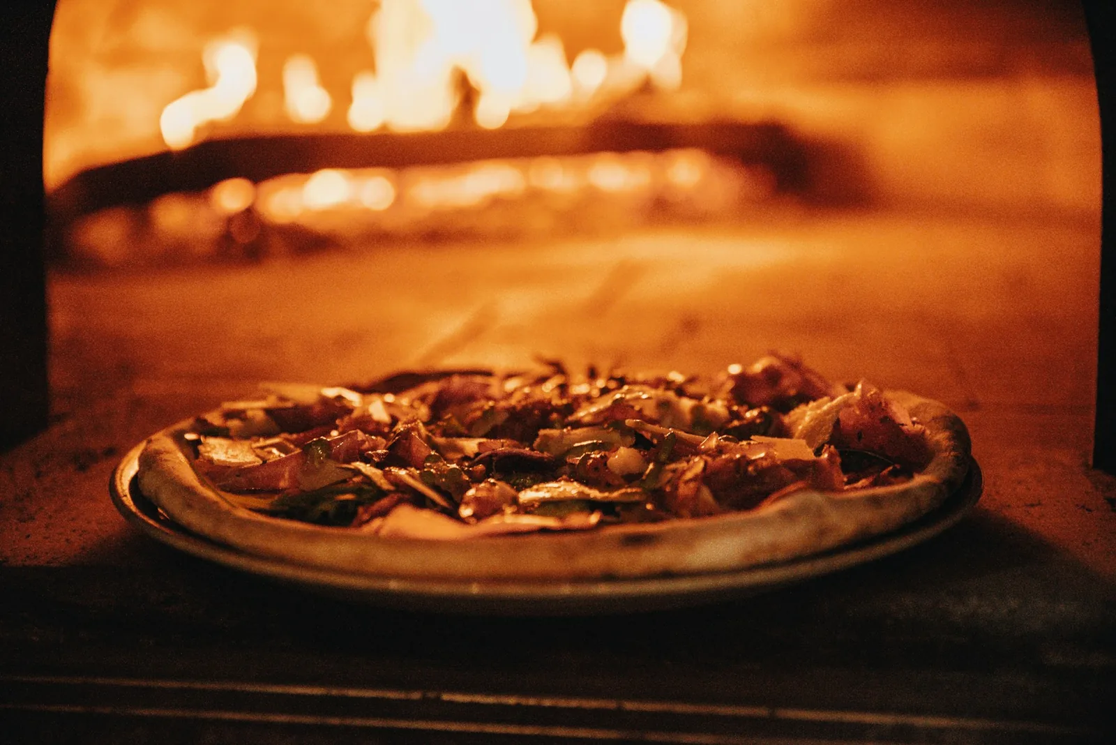 A pizza fresh from the oven
