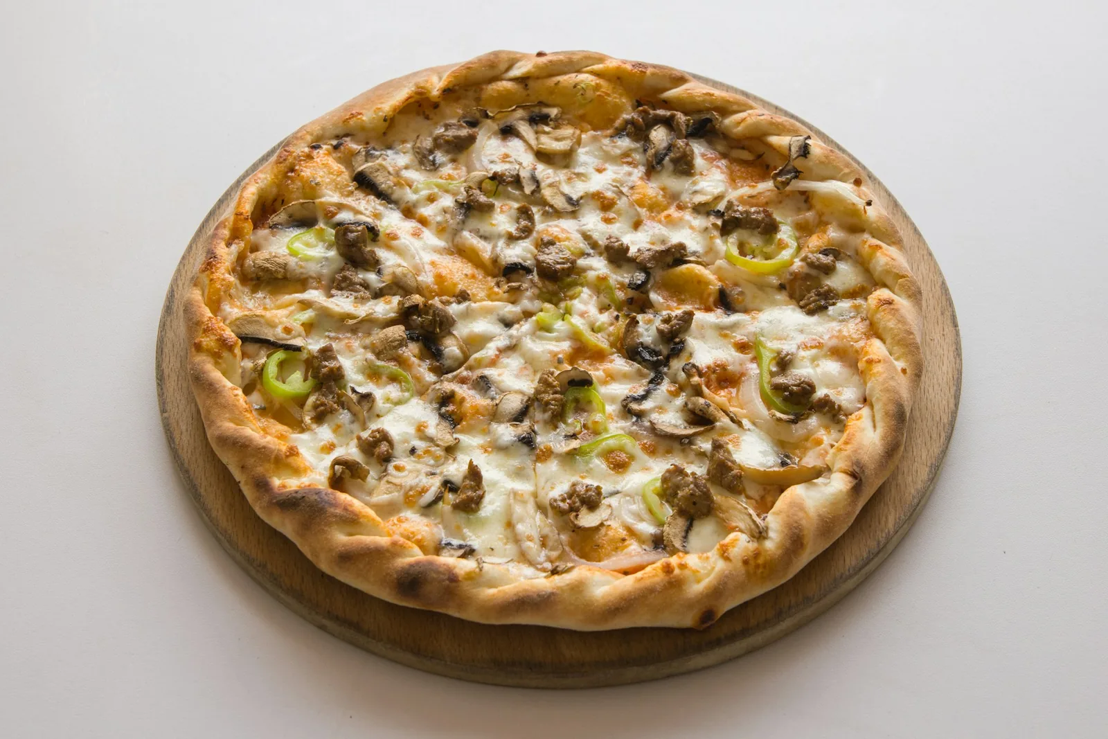 A mushroom pizza