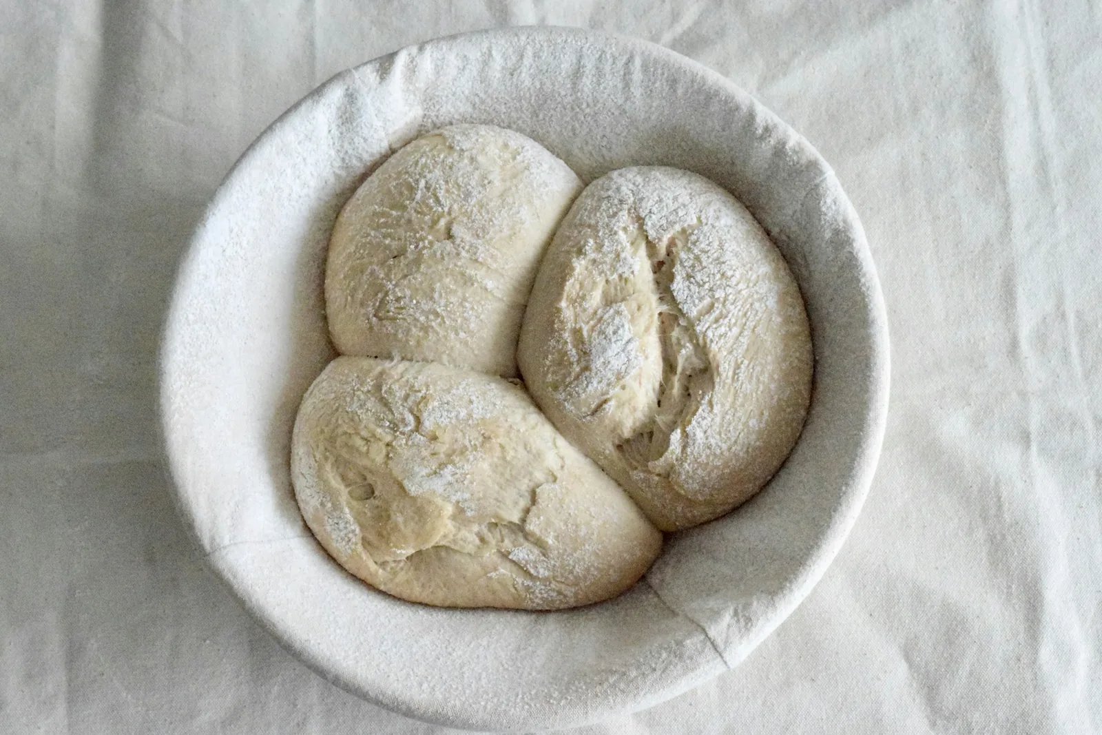 Dough rising in a bowl
