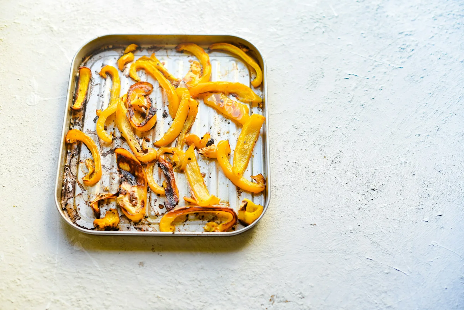 Roasted vegetables on a tray