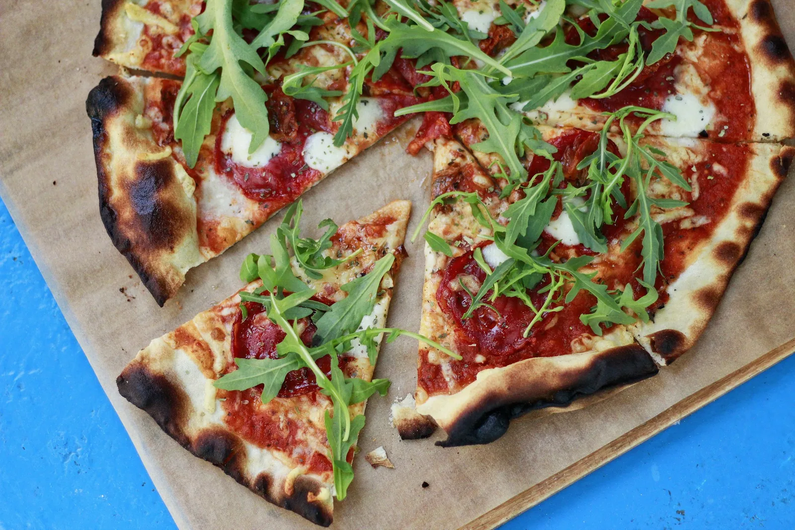 A whole pizza from above
