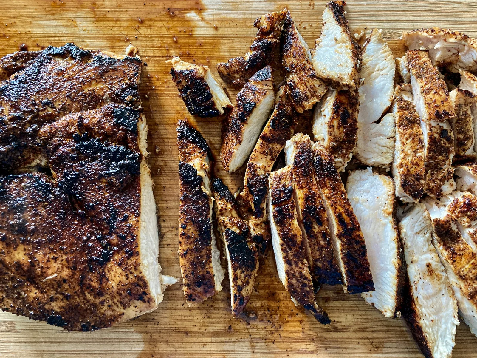 Cooked chicken, sliced